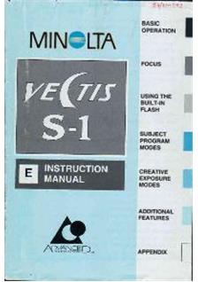 Minolta Vectis S 1 manual. Camera Instructions.